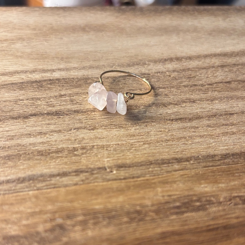 Rose Quartz gold crystal ring